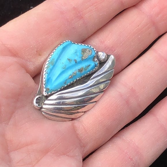 Vintage 8.5 Sleeping Beauty Turquoise Sterling Silver Ring by Bernadette Eustace - Picture 4 of 12